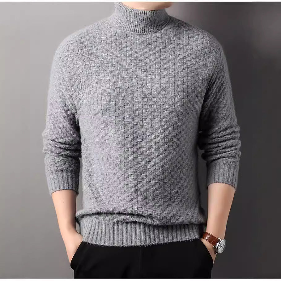 Herren Strickpullover mit hohem Kragen und strukturiertem Design R&B