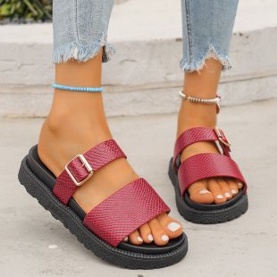 Damen Riemchen-Sandalen mit gepolstertem Fußbett und modischen Schnallen R&B