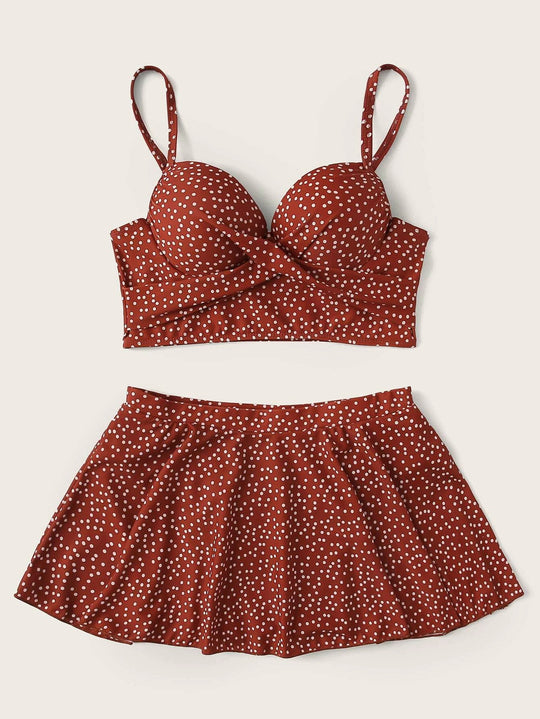 Damen Tankini-Set mit verspieltem Rock und gepolstertem Oberteil R&B