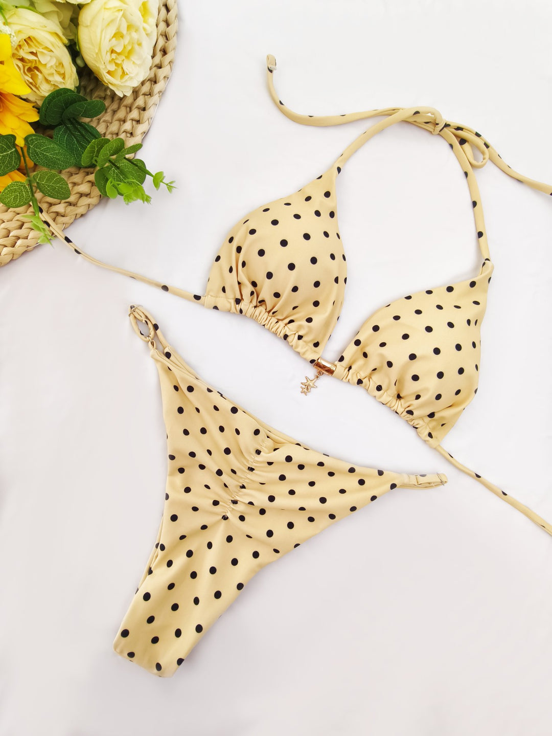 Damen Bikini-Set mit raffiniertem Polka-Dot-Design und verstellbarem Halter R&B