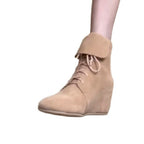 Damen Wedge-Stiefel mit modischem Schnürdesign und elegantem Faltenkragen