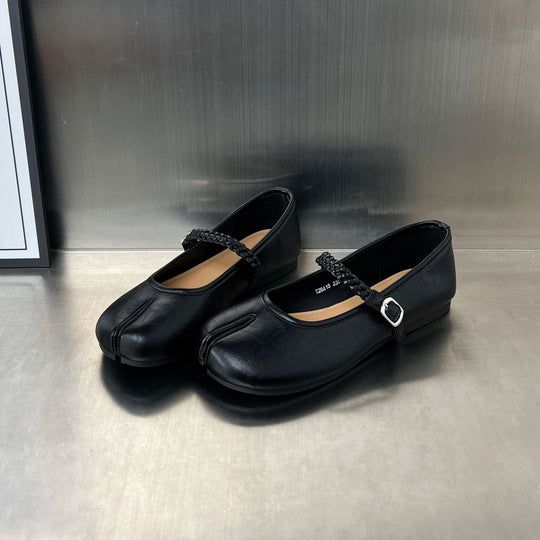 Damen Ballerinas mit geflochtenem Riemen und weichem Innenfutter R&B