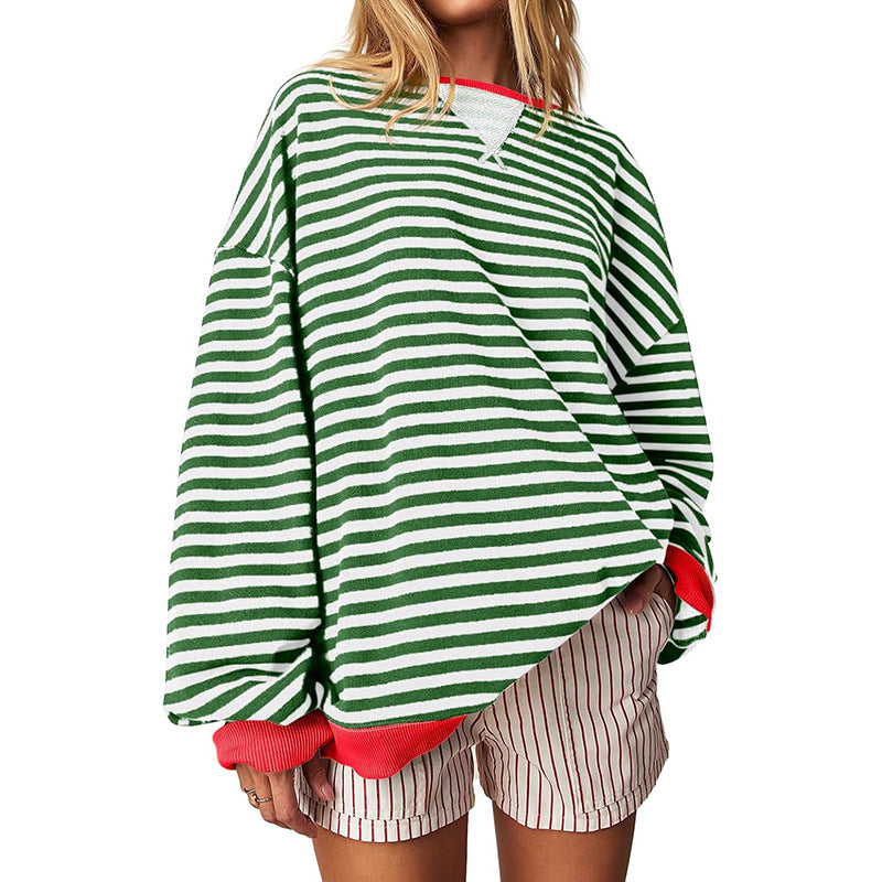 Damen Bequeme Streifenpulli mit Raglanärmeln und elastischen Bündchen R&B