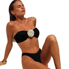 Damen Bandeau-Bikini mit stilvollem Blumenakzent R&B