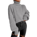 Damen Grobstrickpullover mit hohem Kragen und lässigem Schnitt R&B