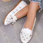 Damen Ballerinas mit elegantem Lochmuster und dekorativem Schleifendetail R&B
