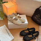 Damen klassische Ballerinas aus perforiertem Material
