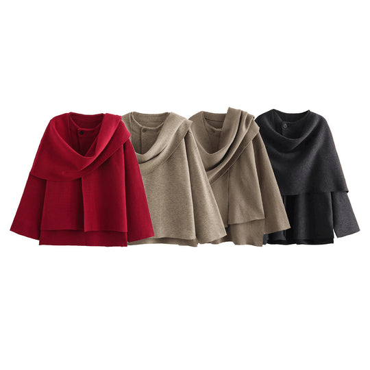 Damen asymmetrische ponchoartige Jacke aus weichem Material R&B