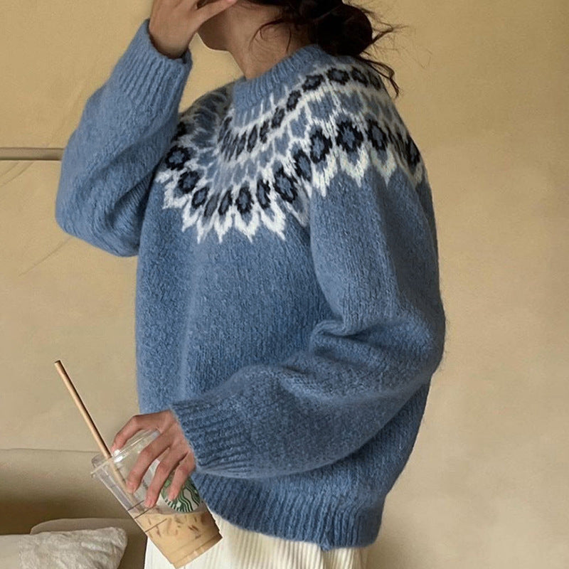 Damen Strickpullover mit traditionellem Norwegermuster R&B