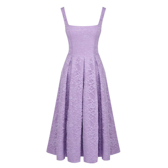 Damen Spitzen-Maxikleid im A-Linien-Stil mit tiefem Ausschnitt und taillierter Silhouette R&B