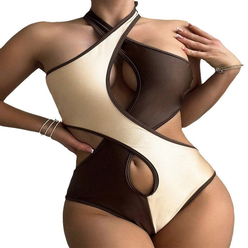 Damen Einteiliger Badeanzug mit modischen Cut-Outs R&B