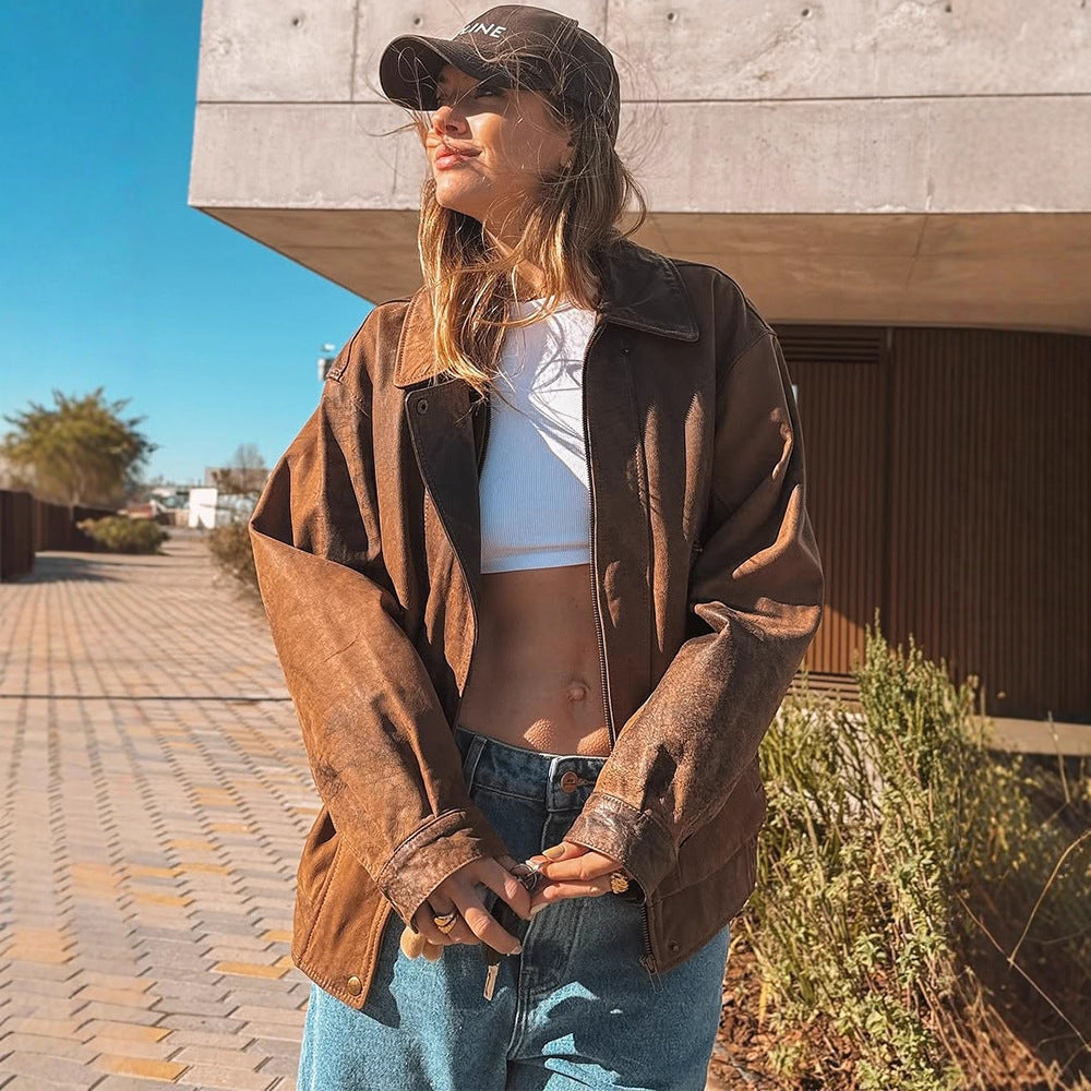 Damen lässige Wildlederjacke R&B