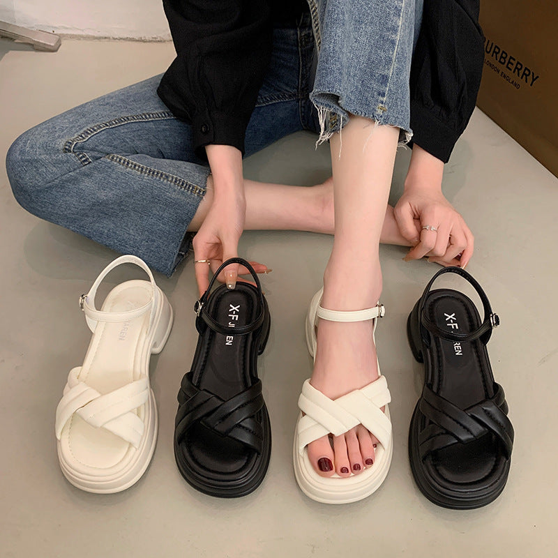 Damen Sandalen mit elegantem Kreuzriemen und komfortablem Blockabsatz R&B