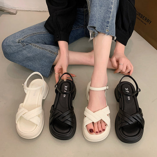 Damen Sandalen mit elegantem Kreuzriemen und komfortablem Blockabsatz R&B