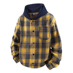 Herren lässige Hemdjacke mit gefütterter Kapuze und Karomuster R&B
