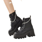 Damen Chunky Stiefel mit modischen Schnallen und robustem Plateau-Heel R&B