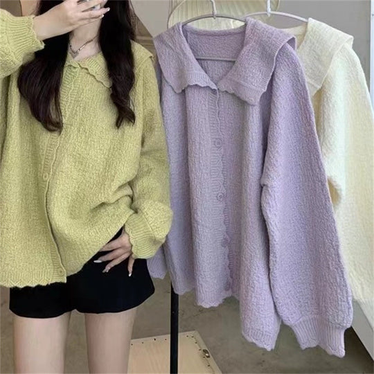 Damen Weicher, strukturierter Cardigan mit großzügigem Kragen R&B