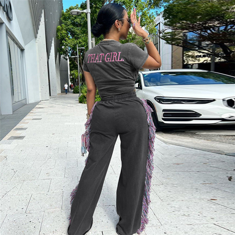 Damen Freizeitanzug mit fransigen Details R&B
