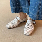 Damen Clogs mit modischem Geflecht und verstellbarem Riemen R&B