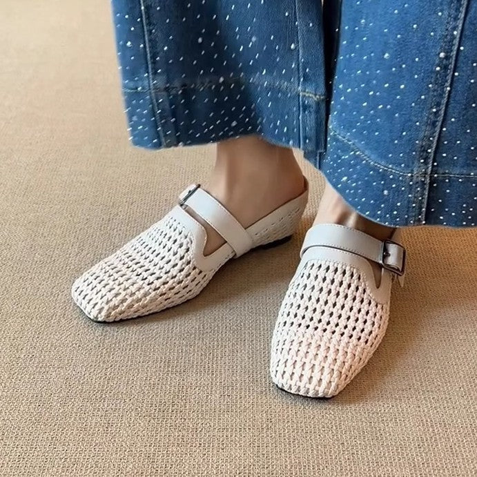 Damen Clogs mit modischem Geflecht und verstellbarem Riemen R&B