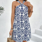 Damen Schlagendes Minikleid mit modernem Halterdesign und floralem Muster R&B