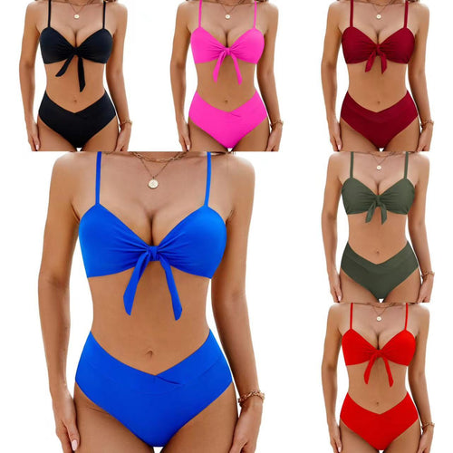 Damen Hochtaillierter Bikini mit knotenfreiem Oberteil R&B