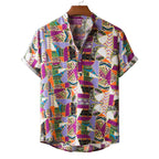 Herren Kurzarmhemd mit auffälligem Patchwork-Muster