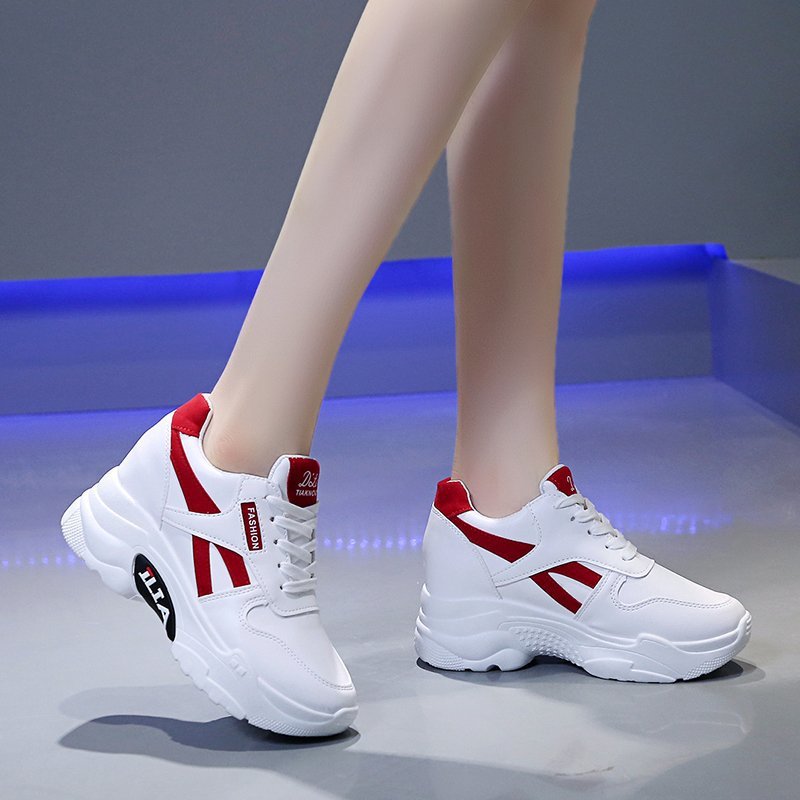 Damen modische Sneakers mit hoher Plateau-Sohle und sportlichem Design R&B