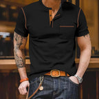 Herren nan urbanes Kurzarmshirt mit Stehkragen, halber Knopfleiste und Brusttasche R&B