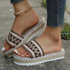 Damen Plattform-Sandalen mit buntem Ethno-Design R&B