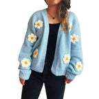 Damen Strickjacke mit floralem Design und lässiger Passform R&B