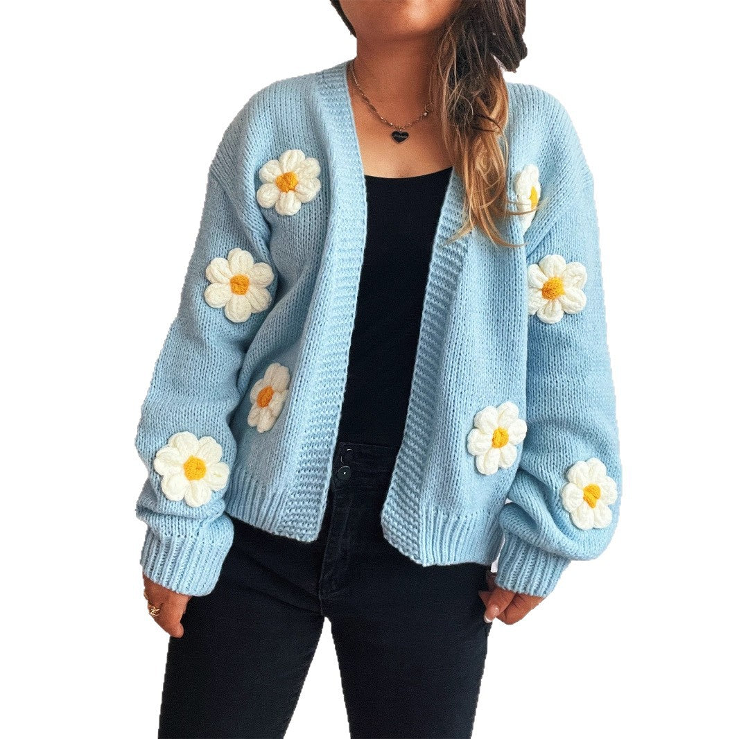 Damen Strickjacke mit floralem Design und lässiger Passform R&B