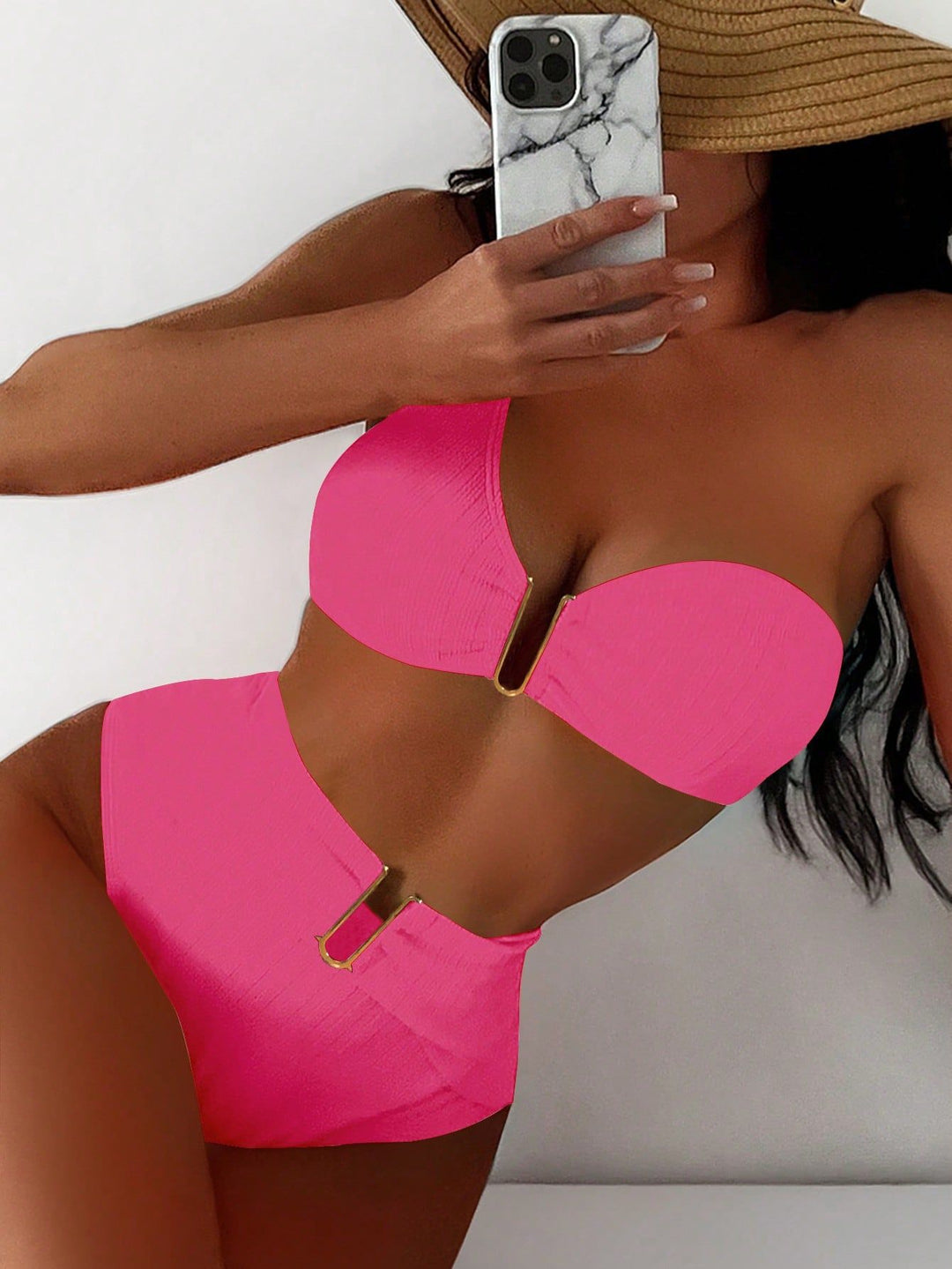 Damen High-Waist Bikini mit geschmackvollem Goldakzent R&B