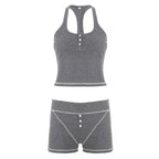 Damen Sportliches Top- und Shorts-Set aus weichem Rippmaterial R&B