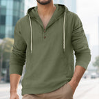 Herren Kapuzensweater mit Knopfleiste und praktischen Taschen R&B
