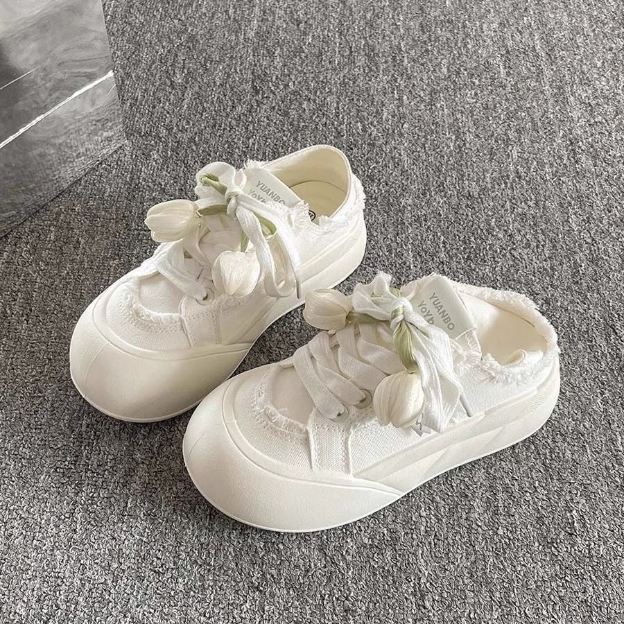 Damen Sneaker mit floralem Schnürsenkel und trendigem Design R&B