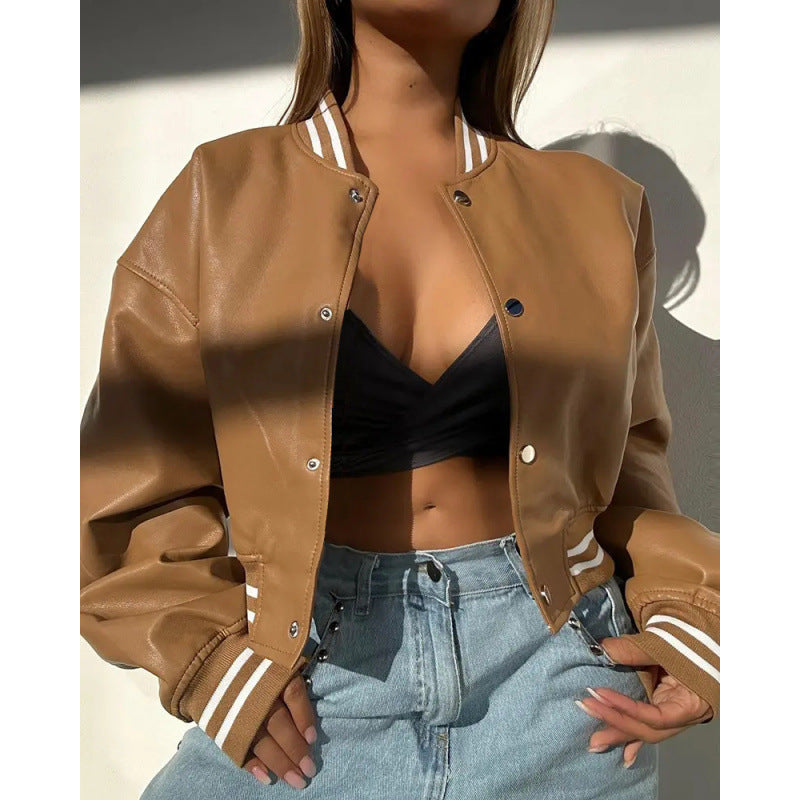 Damen Sportliche cropped Bomberjacke im Vintage-Stil R&B