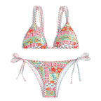 Damen Triangel-Bikini mit Raffungen und buntem Floral-Muster R&B