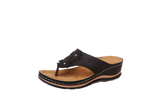 Damen Komfortable Zehentrenner-Sandalen mit floralem Design R&B