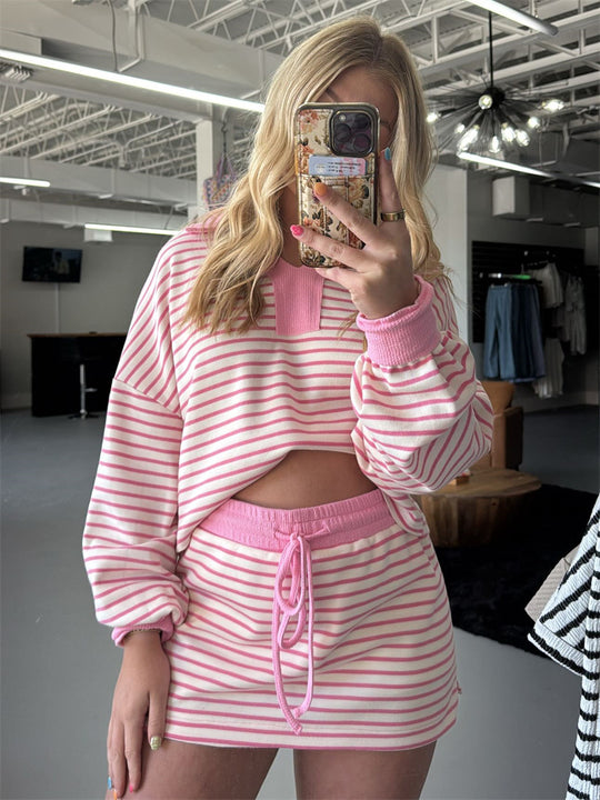 Damen lässiger Pullover mit gestochenem Streifenmuster R&B