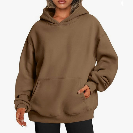Damen Kapuzenpullover im Oversized-Stil mit praktischen Beuteltaschen R&B