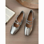 Damen elegante Mary Jane Schuhe mit doppeltem Riemchen und spitzem Zehenbereich R&B