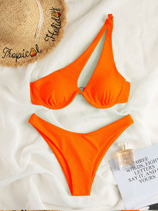 Damen Triangel-Bikini mit asymmetrischem Schnitt und strukturiertem Design R&B
