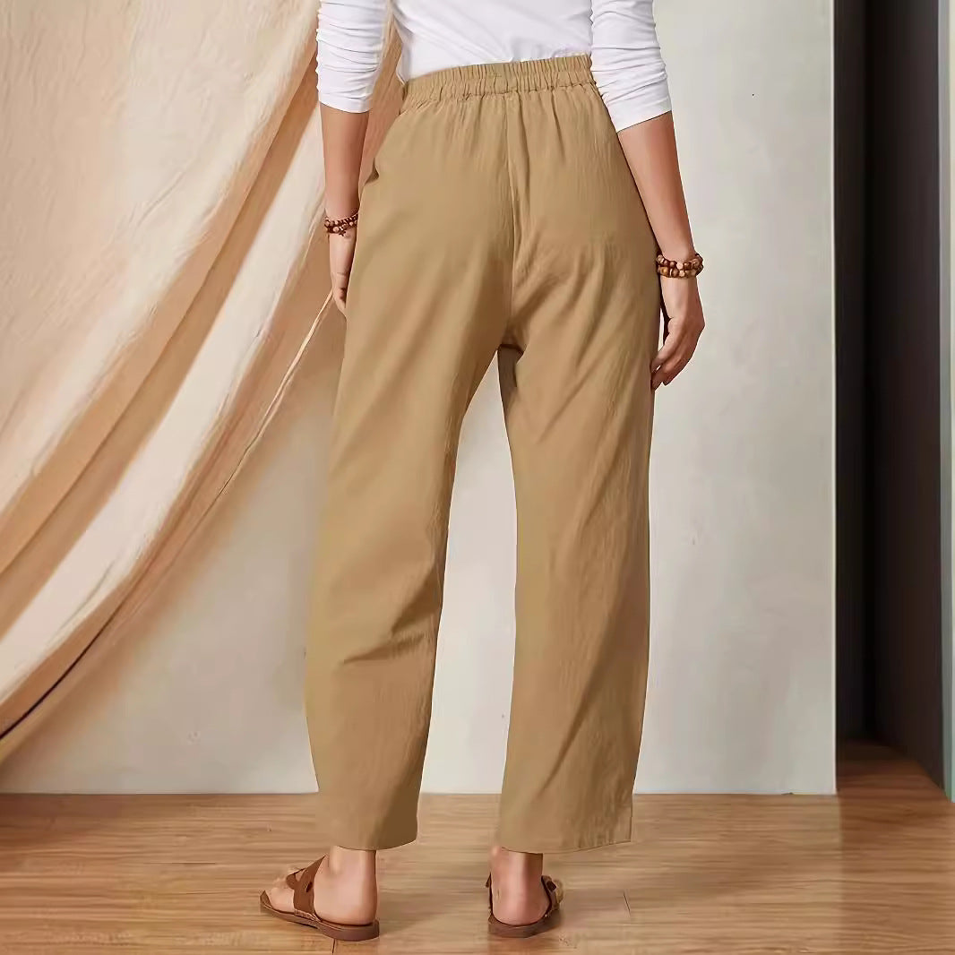 Damen Elegante Freizeithose mit elastischem Bund und praktischen Taschen R&B