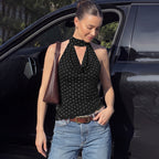 Damen Figurnahes Haltertop mit verspieltem Punktedesign R&B