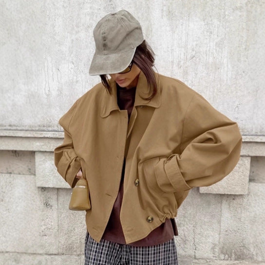 Damen oversized Wickeljacke mit lässigem Schnitt und praktischen Taschen R&B