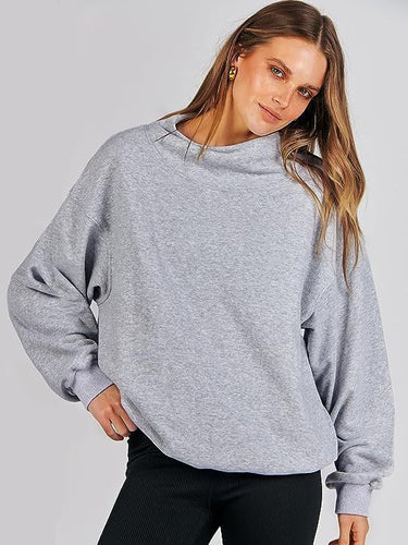 Damen lässiger Oversized Pullover mit schmalem Bund R&B