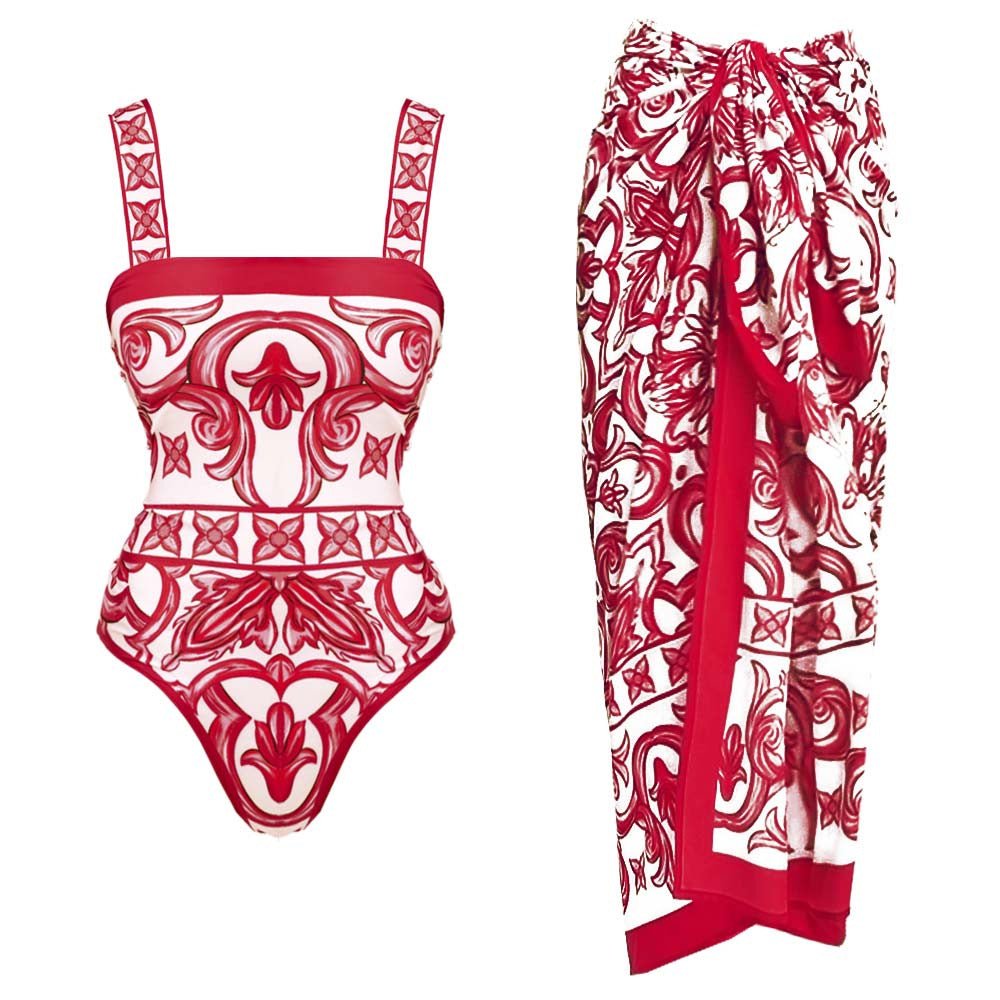 Damen Einteiler Badeanzug mit kunstvollem floralem Design R&B