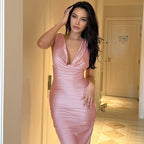 Damen Elegantes Maxikleid mit raffinierten Drapierungen R&B
