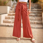 Damen lockere Palazzo-Hose mit Taillenschnürung und praktischen Taschen R&B